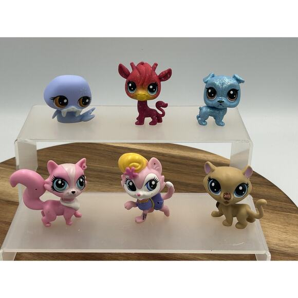Littlest Pet Shop Hasbro Lot of 6 Mini LPS Animal Figures Cat Dog Walrus Deer - Picture 1 of 11